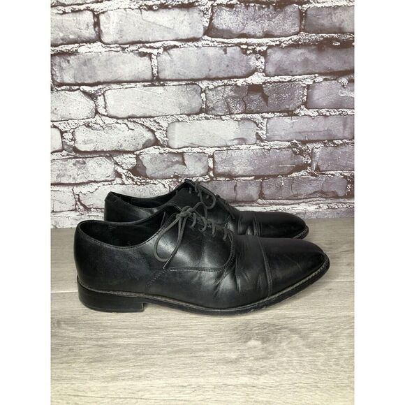 ANTHONY VEER Essentials Black Leather Goodyear Oxfords Cap Toe Shoes Men Sz 10M
